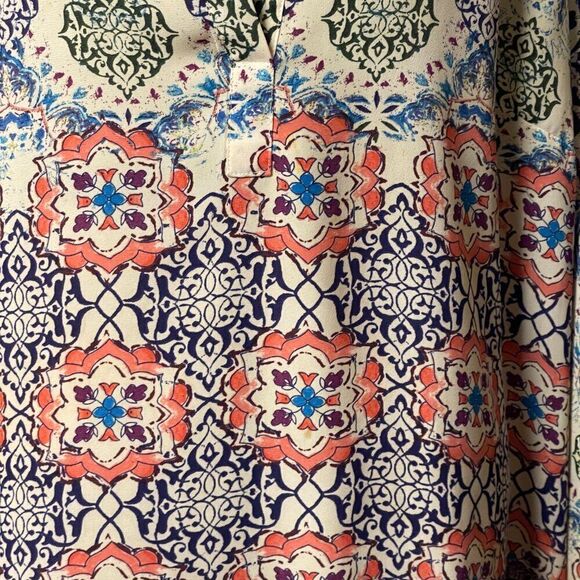 DR2 Paisley Hi Lo Split Neck Peasant Boho Blouse XL - Picture 4 of 13